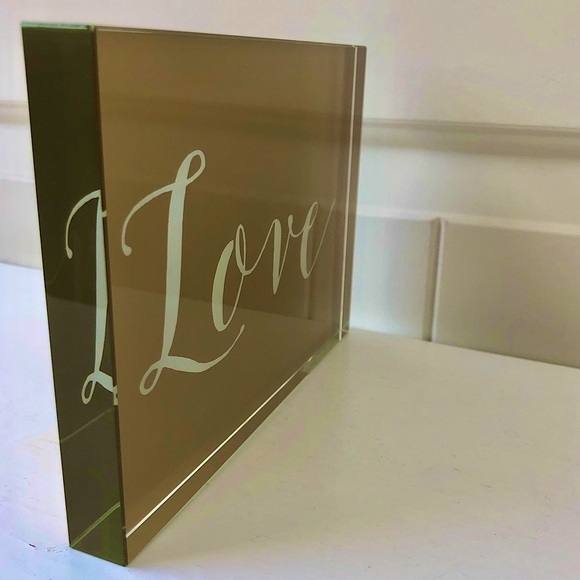 NWT SIXTREES Gold LOVE Mirror Metallic Box Free Standing Sign - Picture 5 of 10